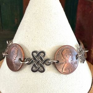 Handmade Penny & Celtic Knot Charm Bracelet